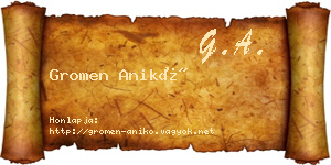 Gromen Anikó névjegykártya